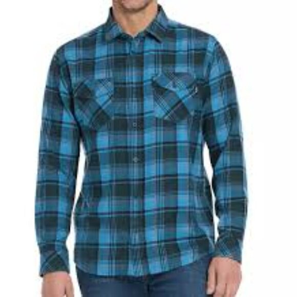 Hurley Long Sleeve Blue and Black Flannel Button Down Shirt Men's XL - Picture 1 of 7